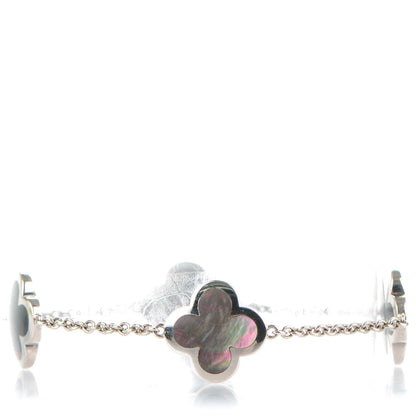 Van Cleef & Arpels 18K White Gold Gray Mother of Pearl 4 Motifs Pure Alhambra Bracelet 1 of 5