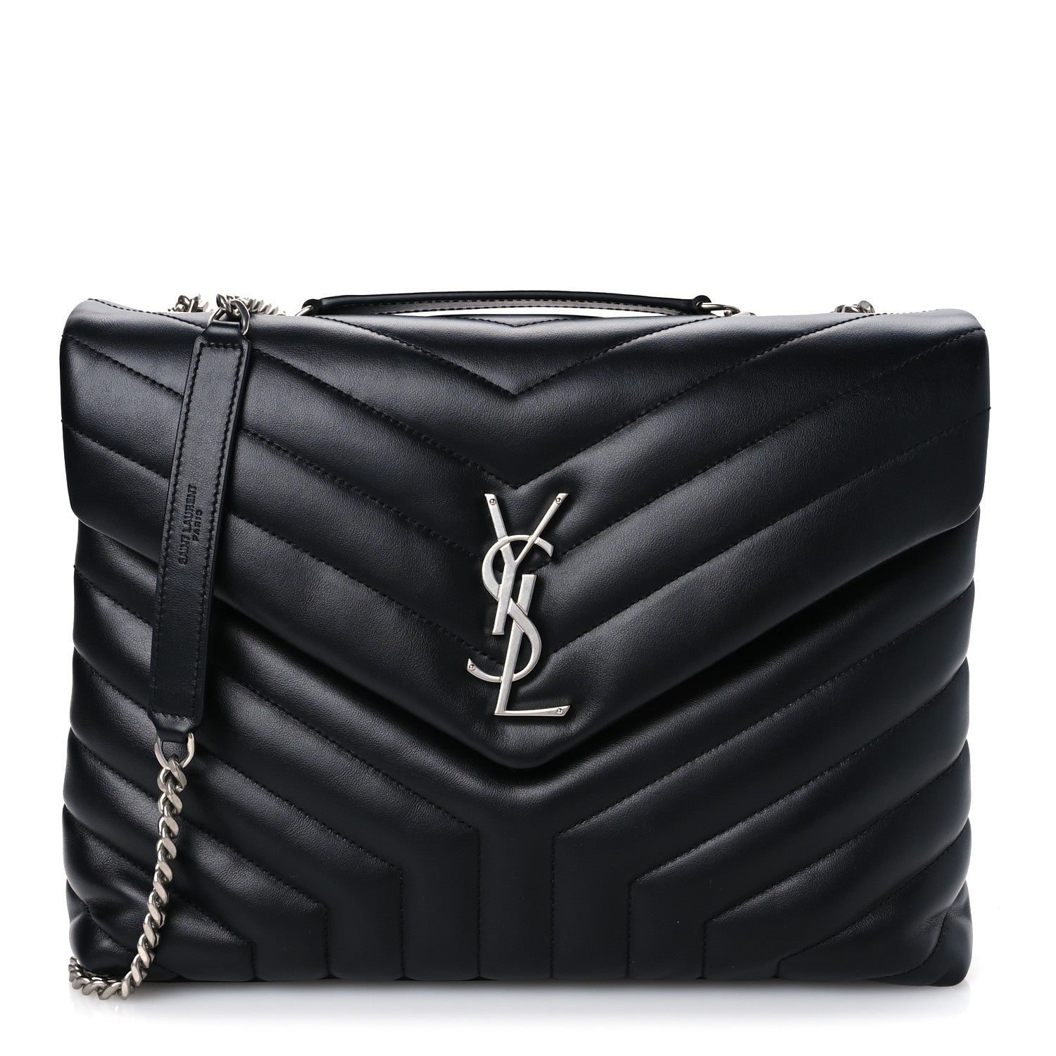 Saint Laurent Calfskin Y Quilted Monogram Medium Loulou Chain Satchel Black 1 of 11