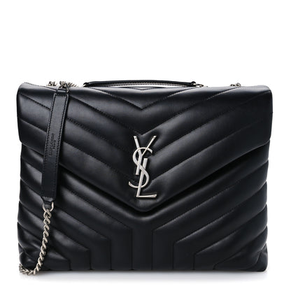 Saint Laurent Calfskin Y Quilted Monogram Medium Loulou Chain Satchel Black 1 of 11
