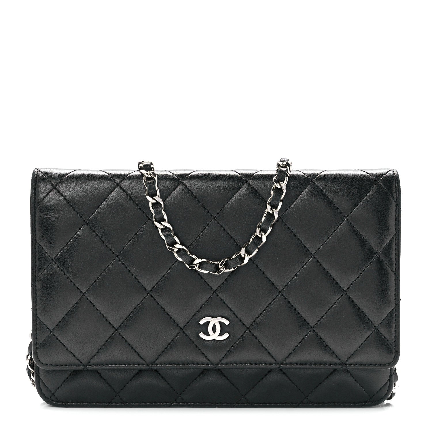 Chanel Lambskin Quilted Wallet On Chain WOC Black 1 of 12