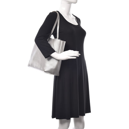 Saint Laurent Metallic Calfskin Large Shopping Tote Silver 2 of 21