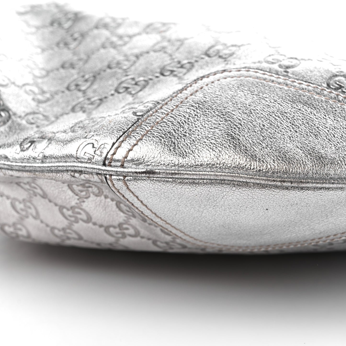 Metallic Guccissima Large Princy Hobo Silver
