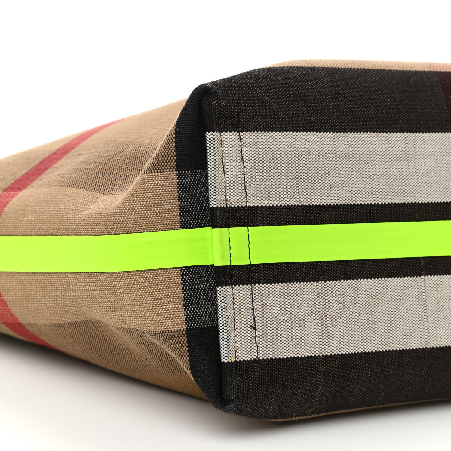 Burberry Canvas Mega Check The Giant Reversible Tote Black Neon Yellow 9 of 10