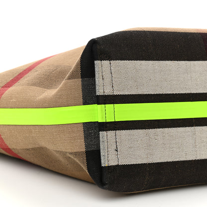 Burberry Canvas Mega Check The Giant Reversible Tote Black Neon Yellow 9 of 10
