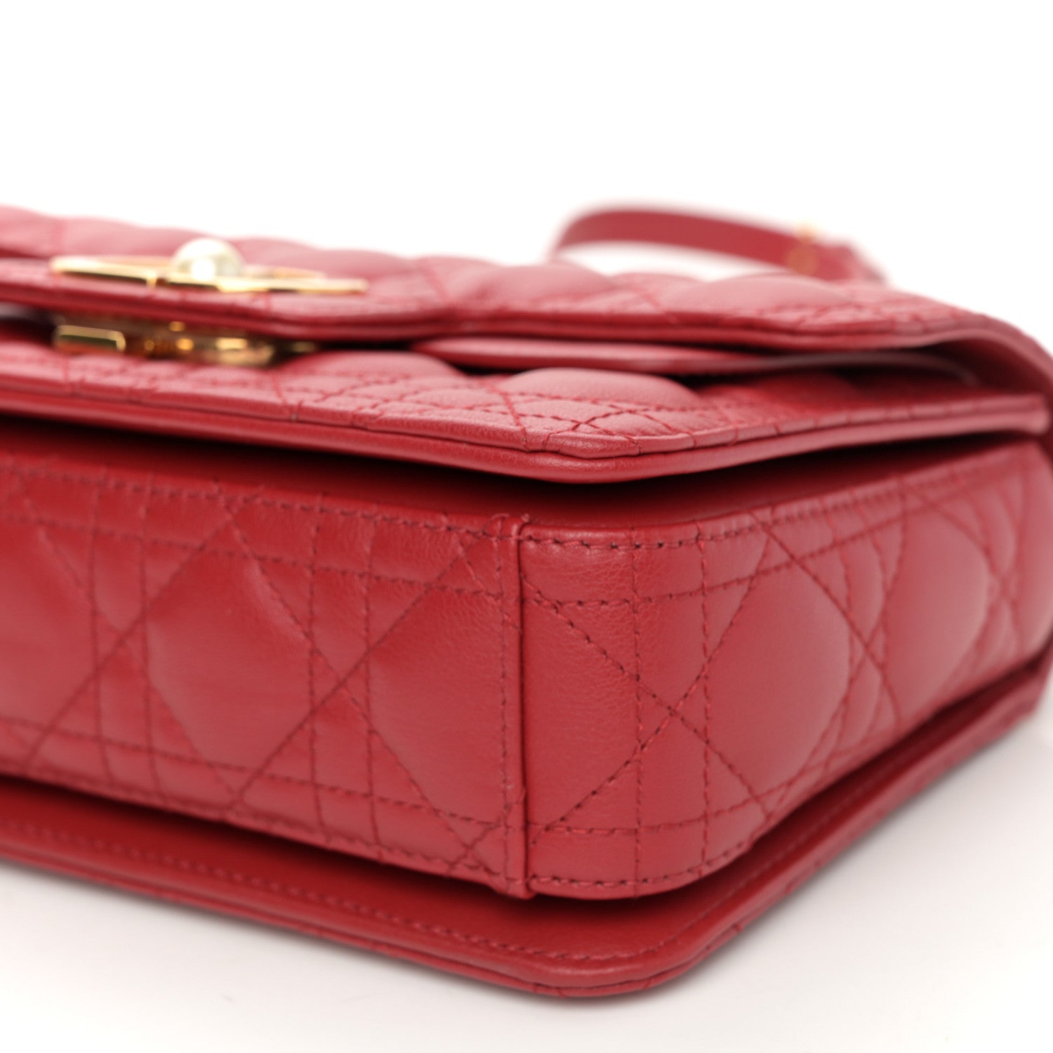 Christian Dior Lambskin Cannage Small Jolie Top Handle Bag Cherry Red 10 of 10