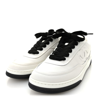 Chanel Calfskin CC Womens Sneakers 36 White Black 4 of 11