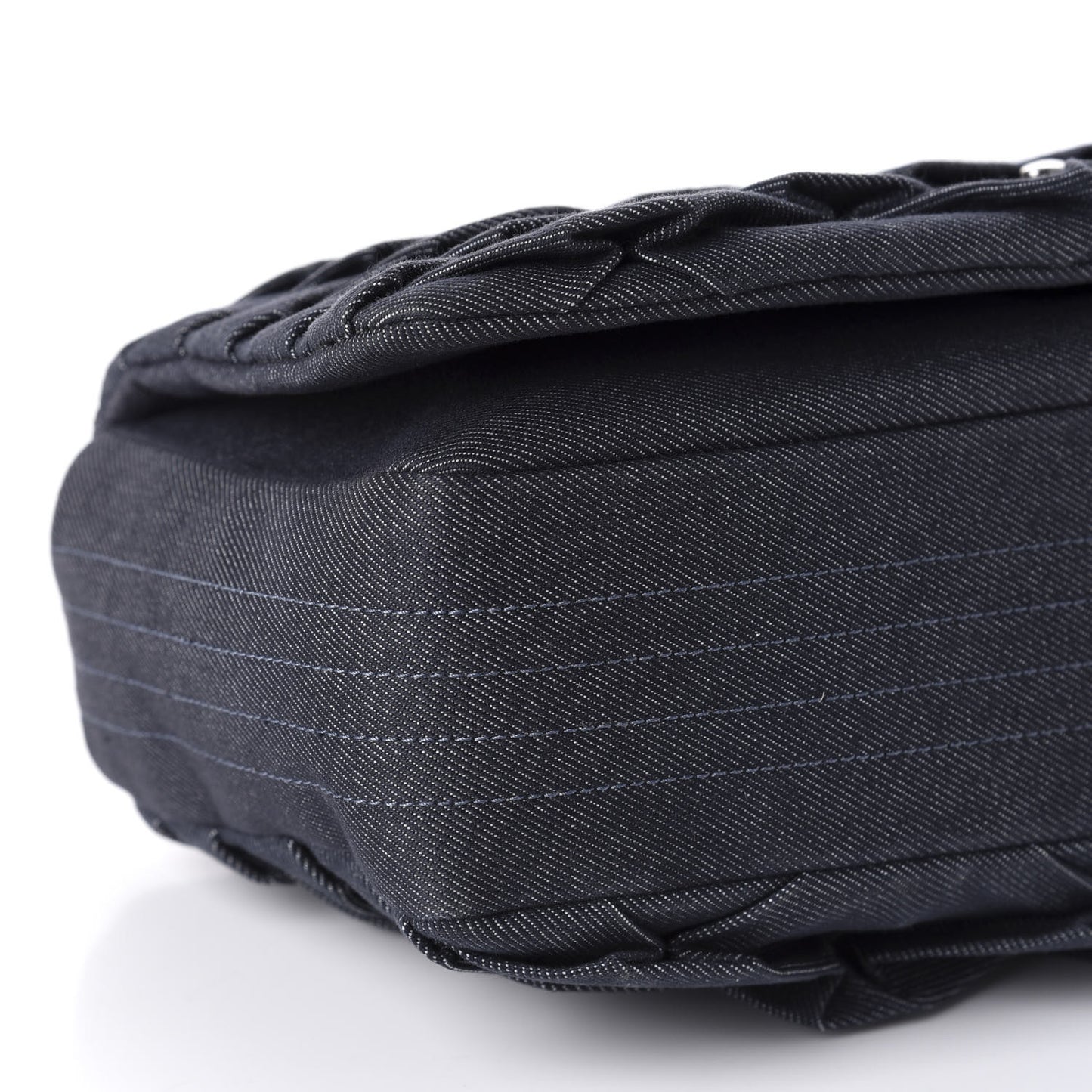 Denim Pleated Denim Turtle Flap Dark Blue