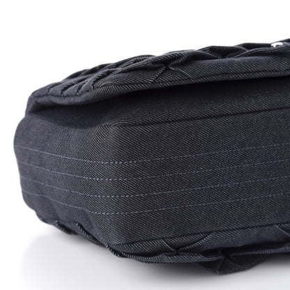 Chanel Denim Pleated Denim Turtle Flap Dark Blue 7 of 11