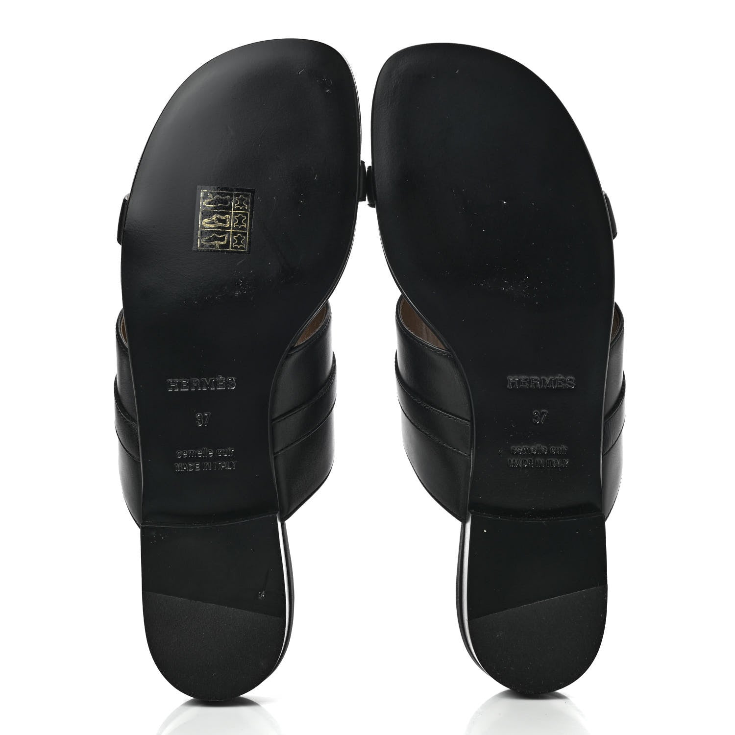 Hermes Calfskin Avenue Sandals 37 Black 5 of 9