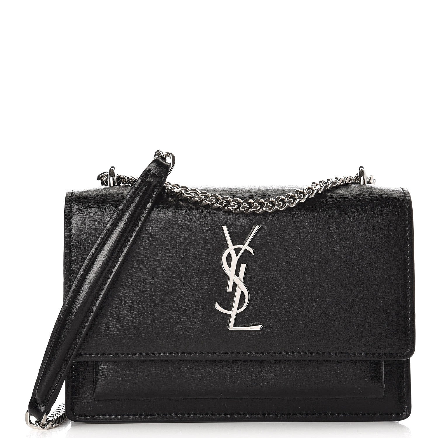 Saint Laurent Calfskin Monogram Sunset Chain Wallet Black 1 of 7