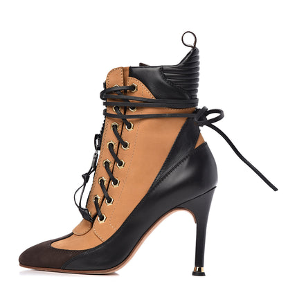 Louis Vuitton Calfskin Monogram Lauretate Half Boots 38.5 Beige 1 of 11