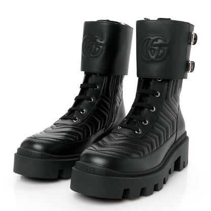 Gucci Nappa Frances GG Matelasse Platform Combat Boots 40 Black 4 of 10