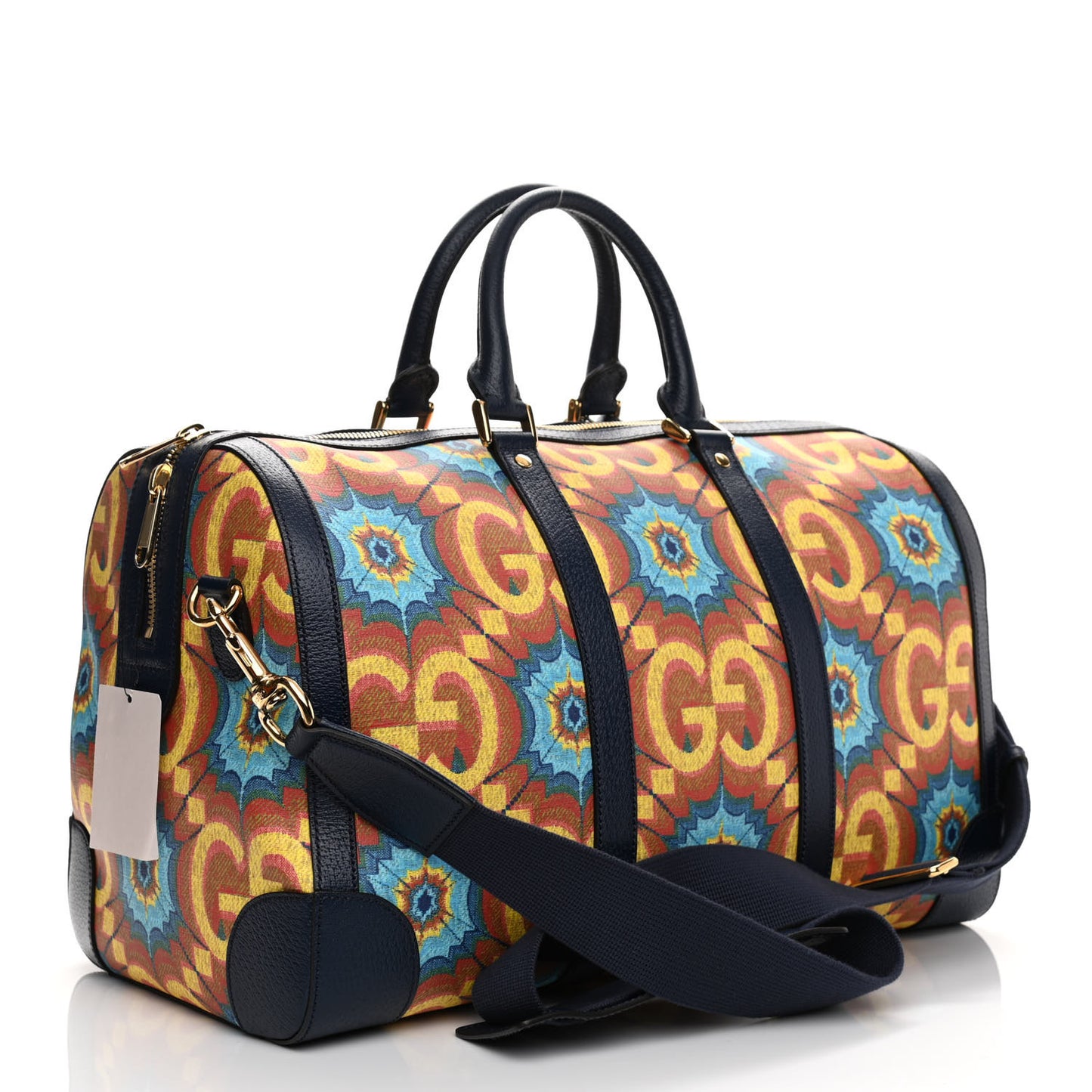 GG Supreme Kaleidoscope Calfskin Script Logo Gucci 100 Carry-On Duffle Bag Blue Orange Multicolor Blue Agata