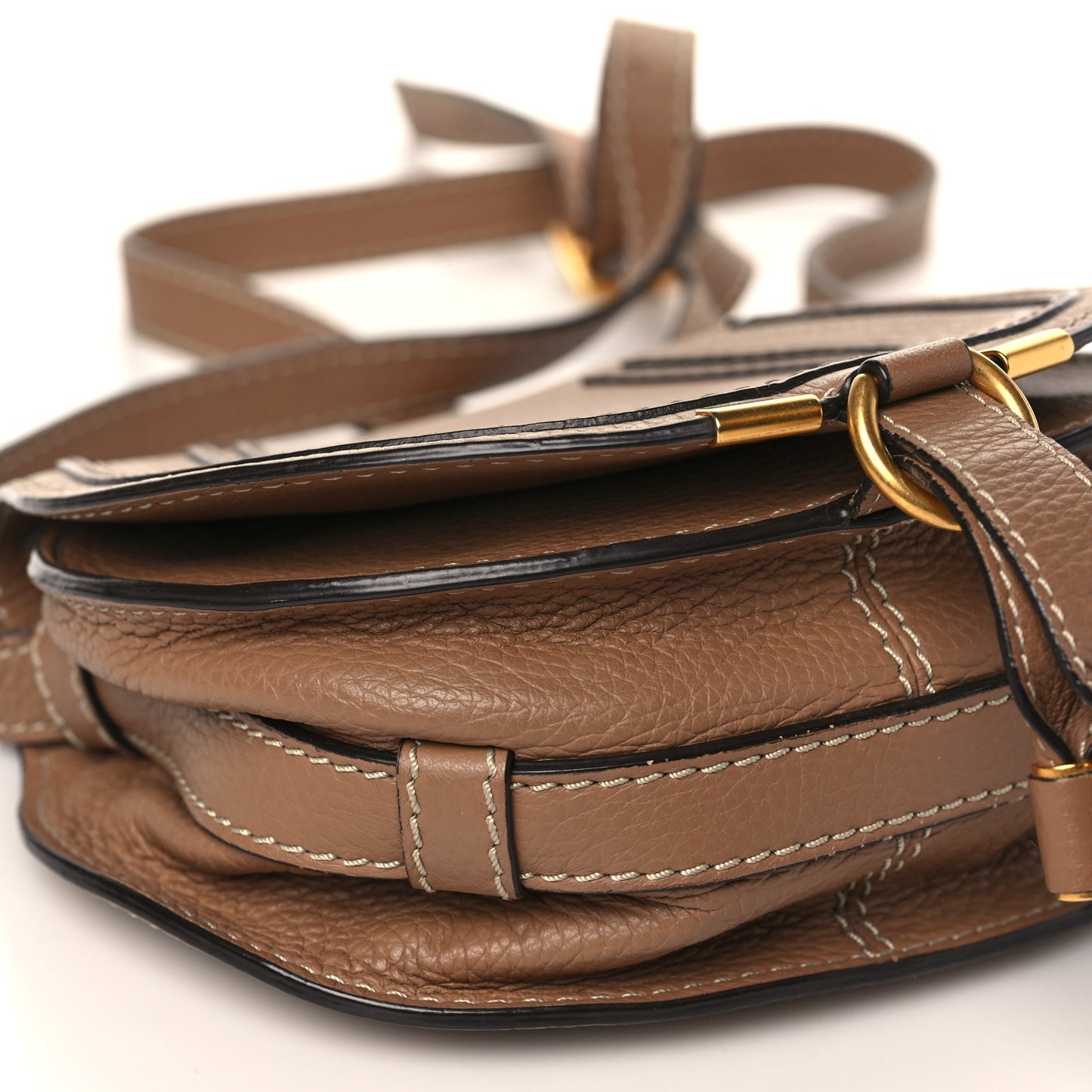 Calfskin Mini Marcie Round Crossbody Bag Nut