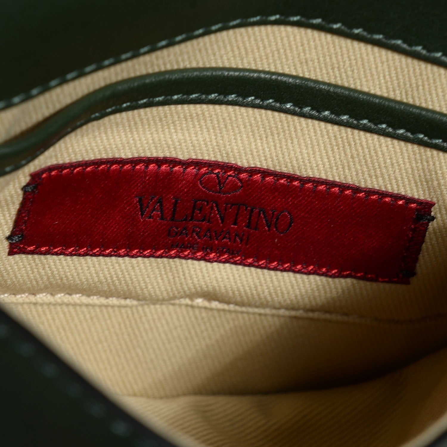 Valentino Garavani Vitello Rockstud Halfmoon Saddle Bag Forest Green 7 of 8