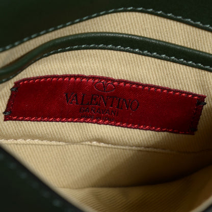 Valentino Garavani Vitello Rockstud Halfmoon Saddle Bag Forest Green 7 of 8