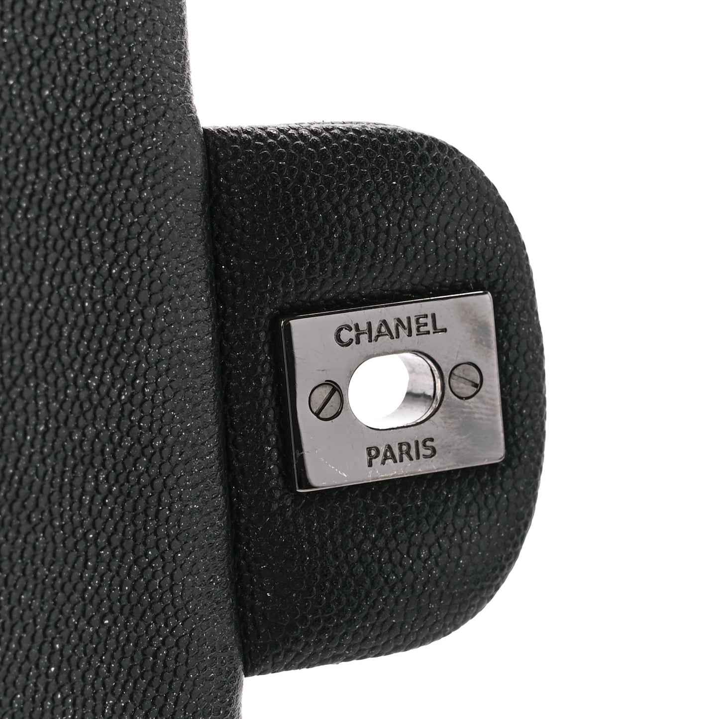 Iridescent Caviar Quilted Medium Double Flap Black