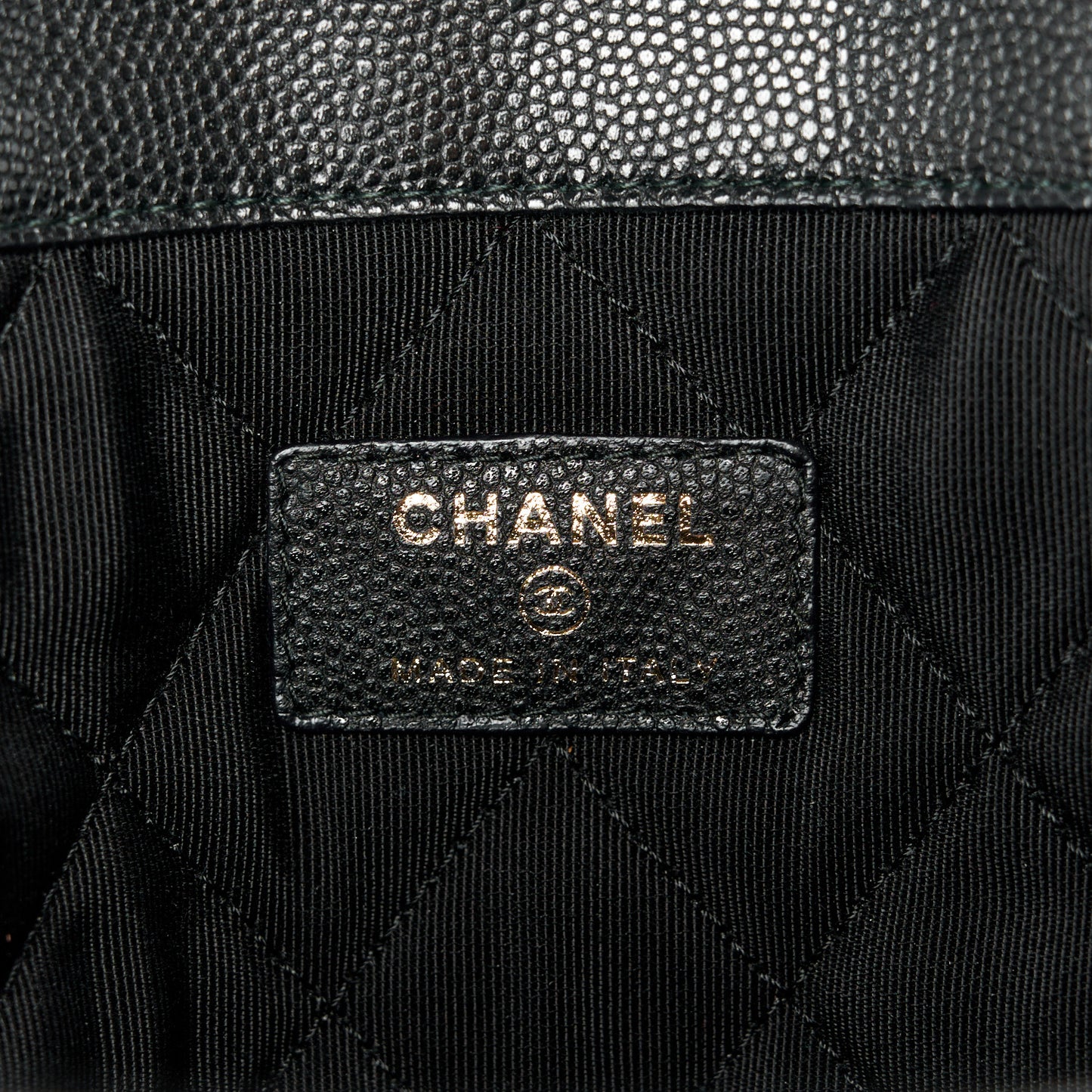 Caviar Quilted Large Golden Class Pouch Black