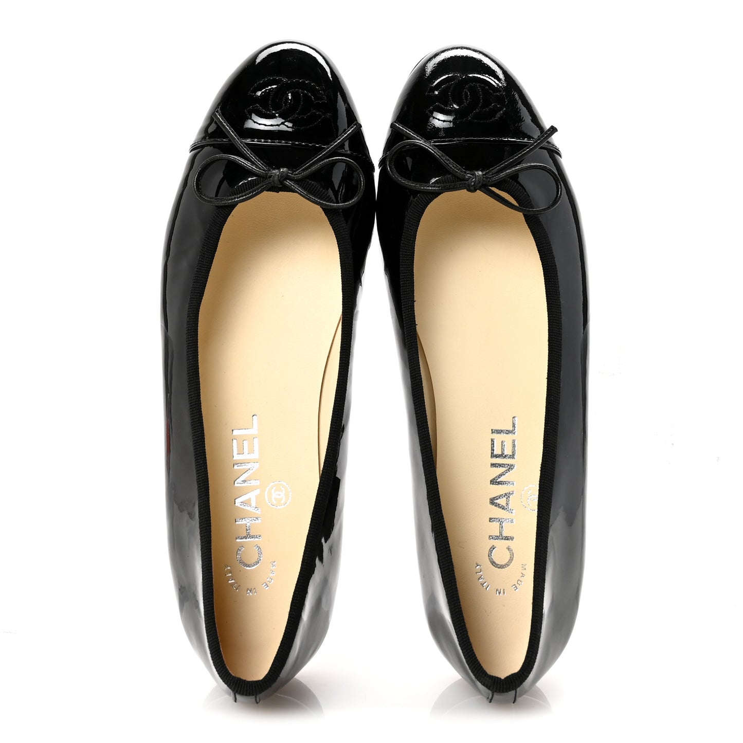 Patent Cap Toe Ballerina Flats 36 Black