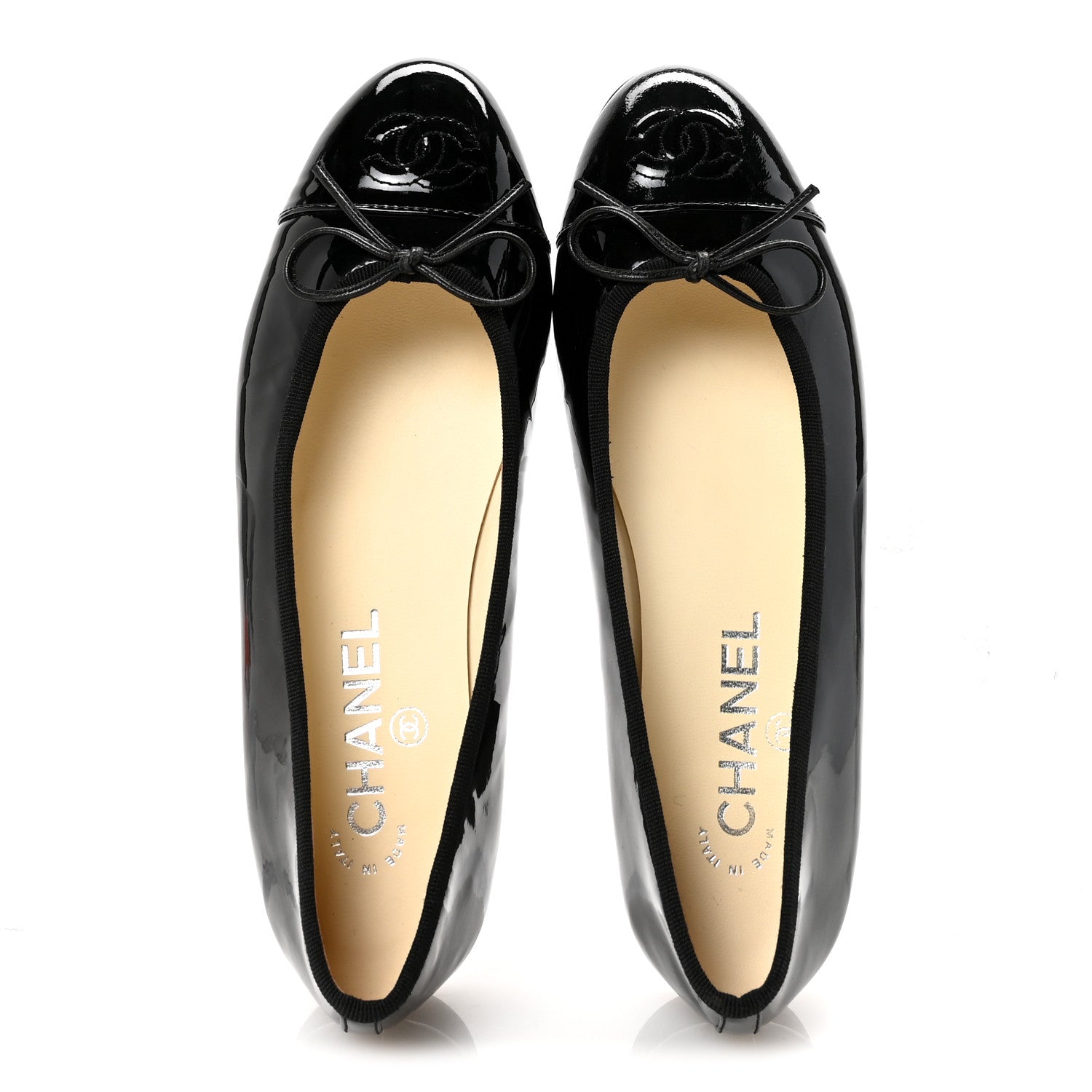 Chanel Patent Cap Toe Ballerina Flats 36 Black 2 of 9