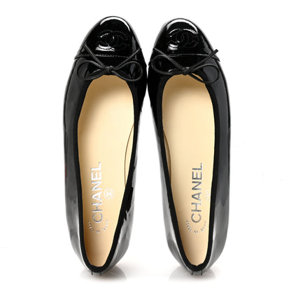 Chanel Patent Cap Toe Ballerina Flats 36 Black 2 of 9