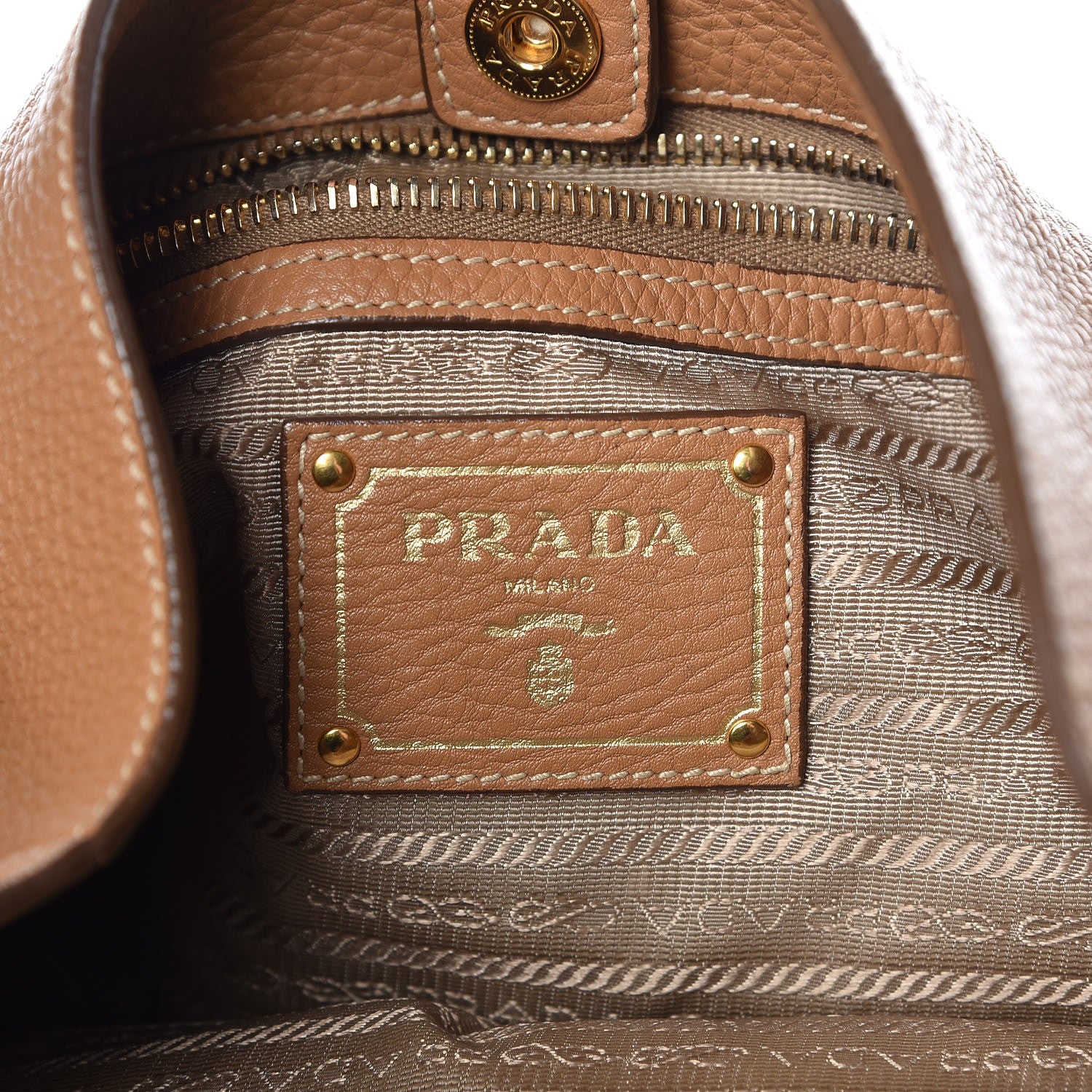 Prada Vitello Daino Side Pocket Hobo Naturale 6 of 11