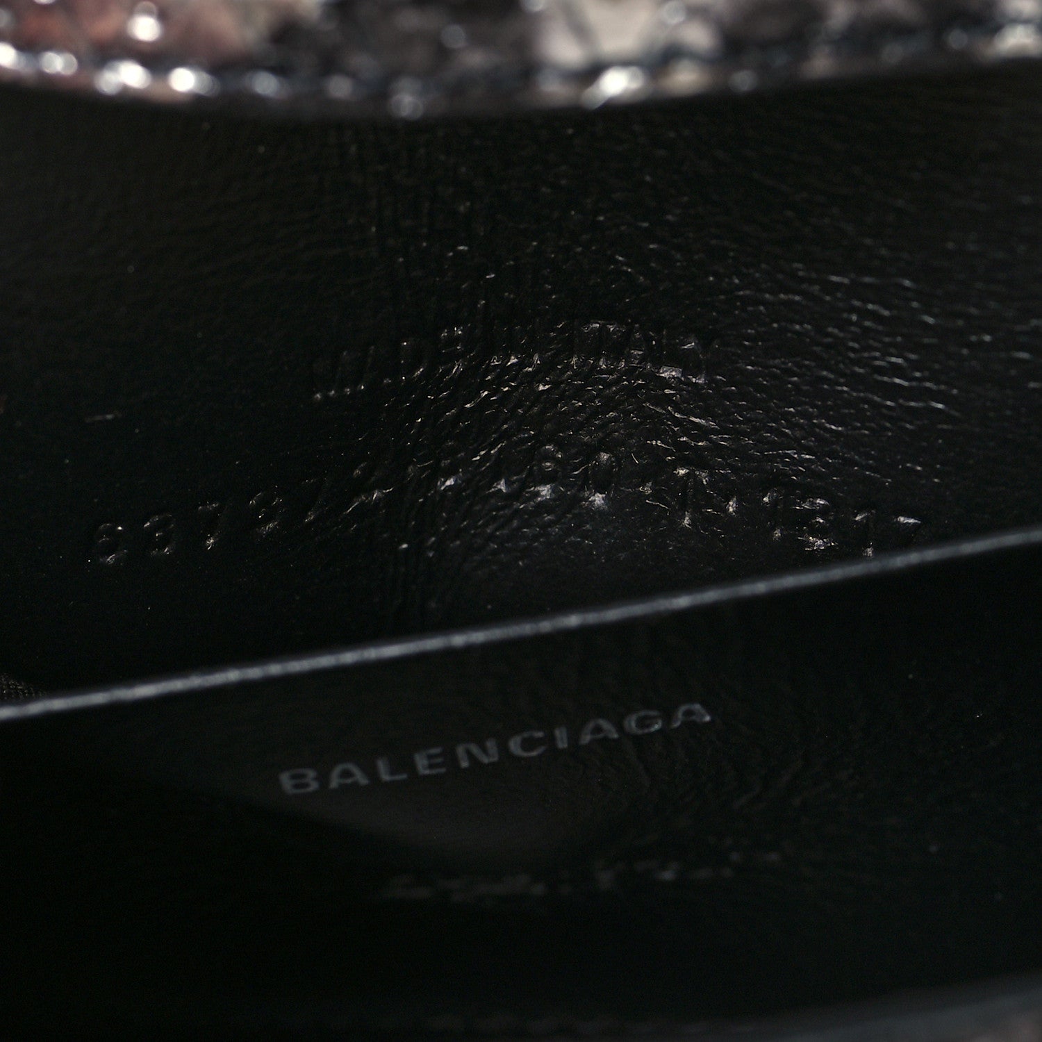 Balenciaga Shiny Calfskin Python Effect Hourglass Top Handle Bag Mini Silver Black 6 of 9