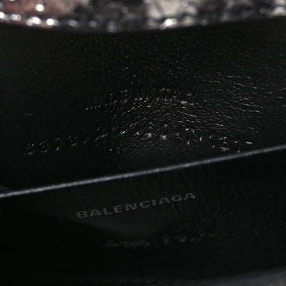 Balenciaga Shiny Calfskin Python Effect Hourglass Top Handle Bag Mini Silver Black 6 of 9