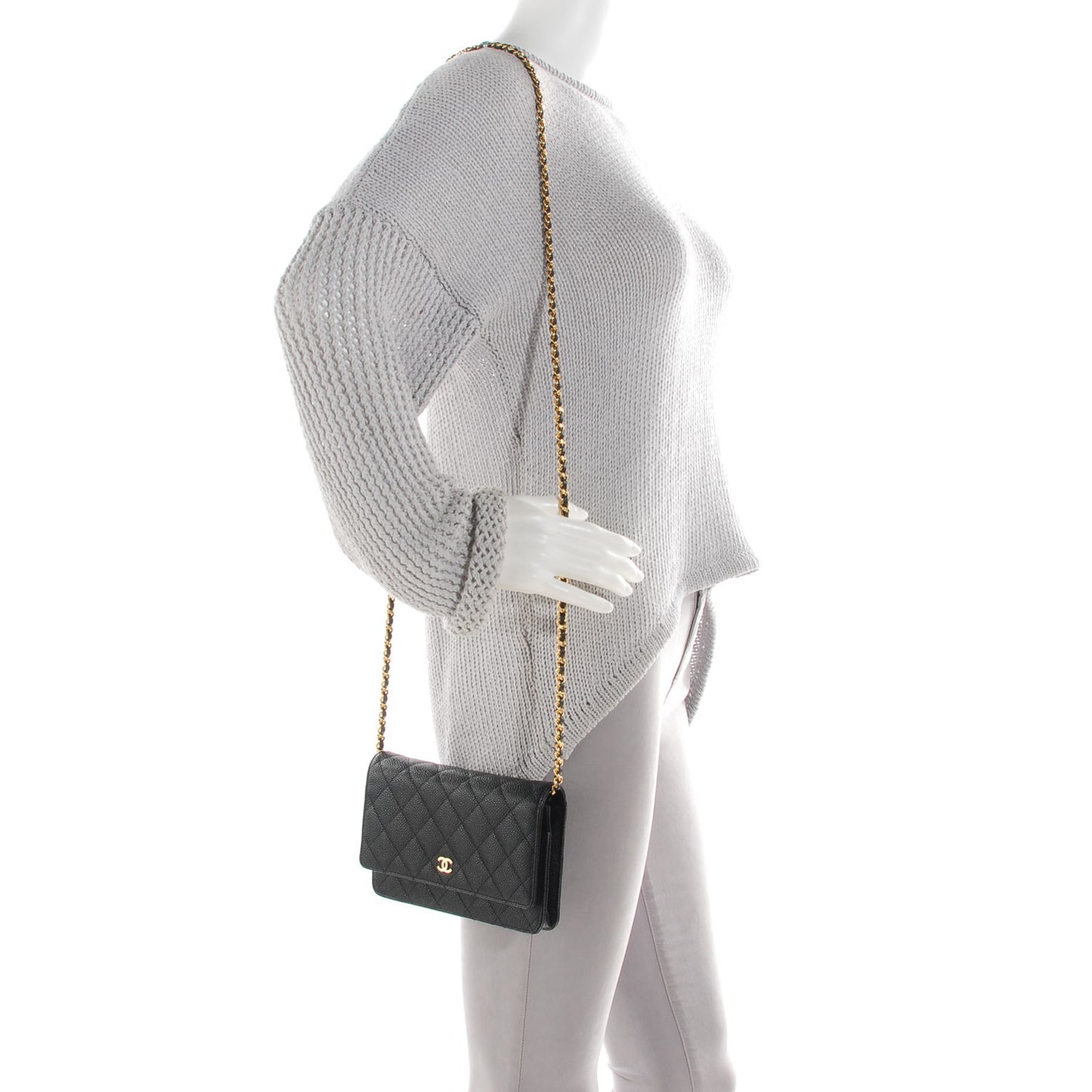 Caviar Quilted Wallet On Chain WOC Black