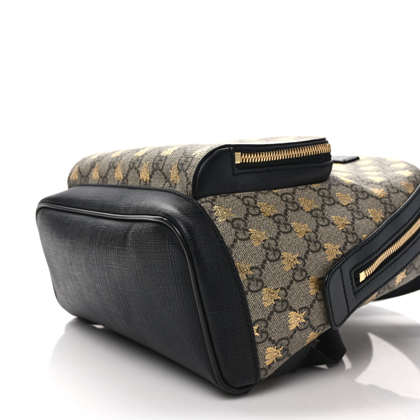 GG Supreme Monogram Bees Print Small Day Backpack Beige Oro Black