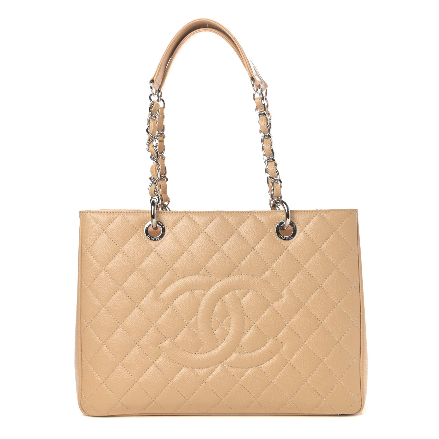 Caviar Quilted Grand Shopping Tote GST Beige