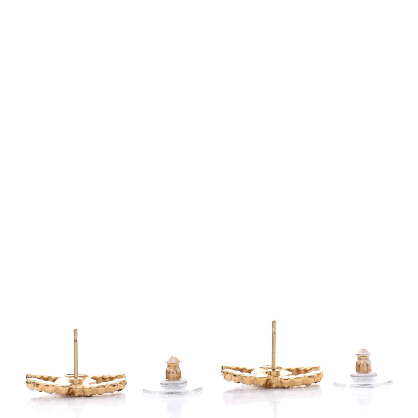 Resin Pearl Crystal CC Earrings Gold Black