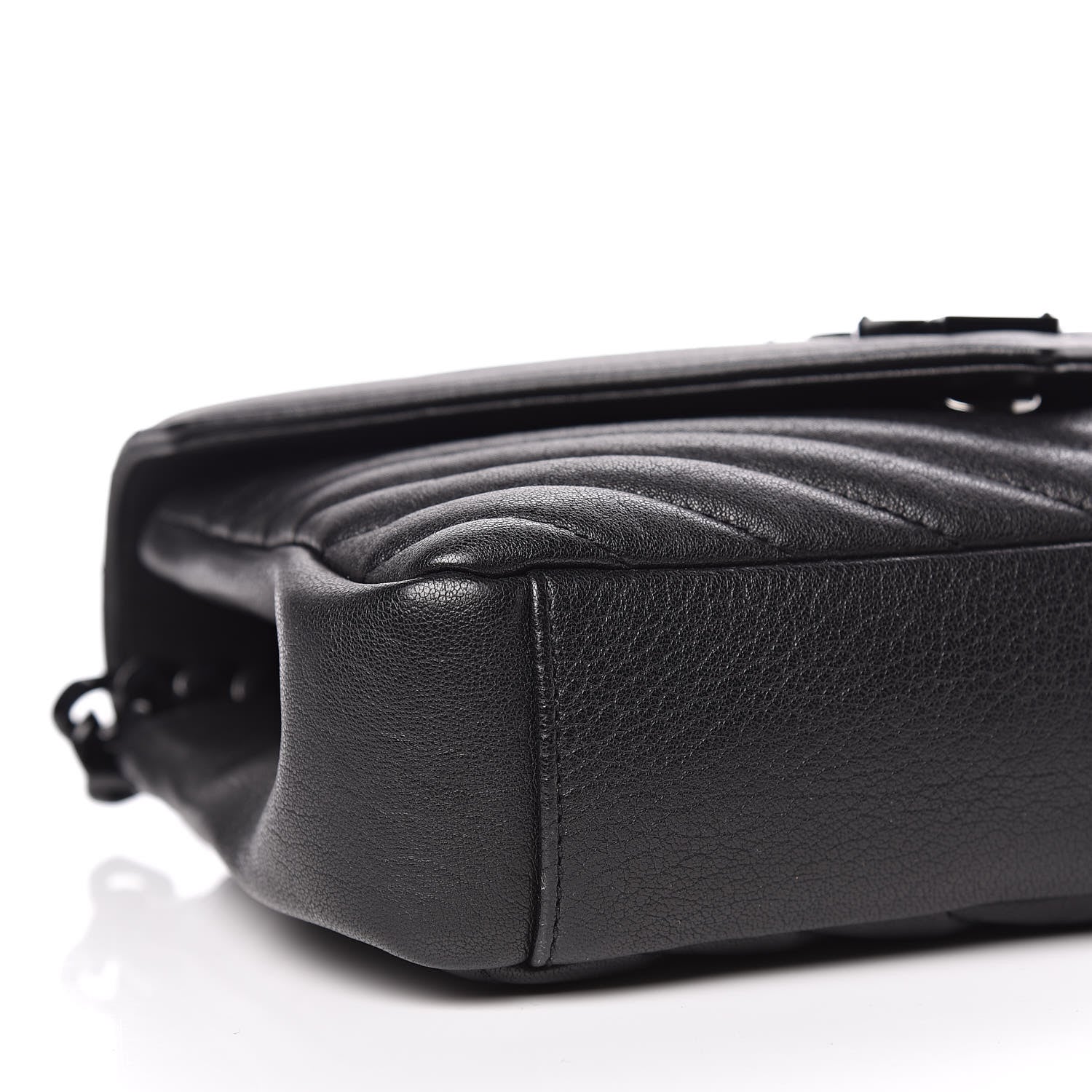 Saint Laurent Sheepskin Matelasse Chevron Monogram Medium College Bag Black 8 of 9