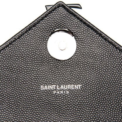 Saint Laurent Grain De Poudre Textured Mixed Matelasse Large Triquilt Monogram Satchel Black 6 of 8