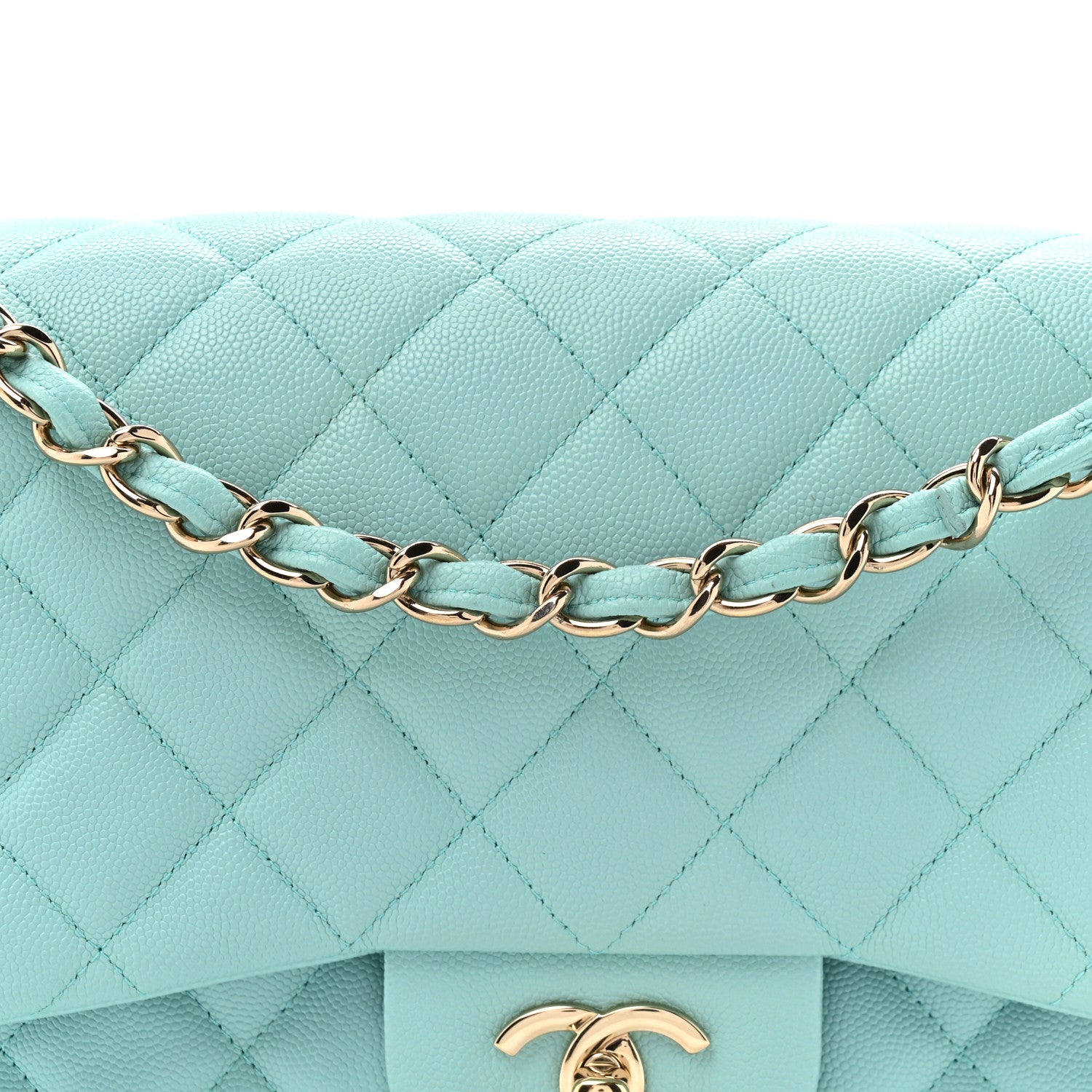 Chanel Caviar Quilted Jumbo Double Flap Light Blue 8 of 12