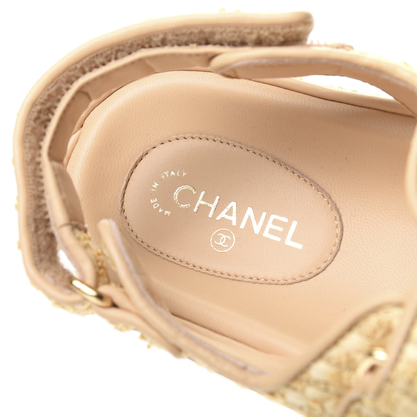 Braided Fabric Velcro Dad Sandals 40 Beige