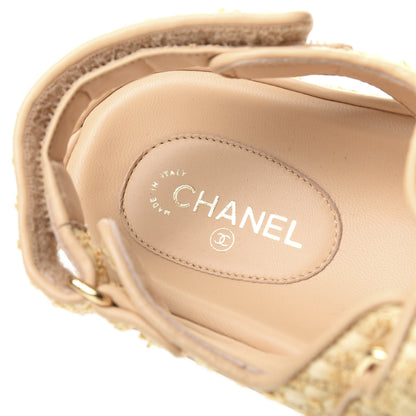Chanel Braided Fabric Velcro Dad Sandals 40 Beige 5 of 8