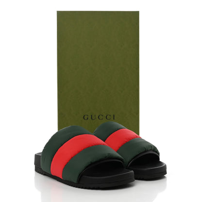 Gucci Nylon Web Womens Slide Sandals 38 Black Green Red 9 of 9