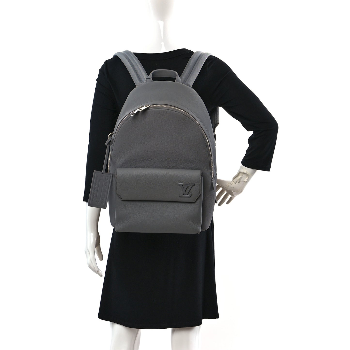 Grained Calfskin Aerogram Takeoff Backpack Grey