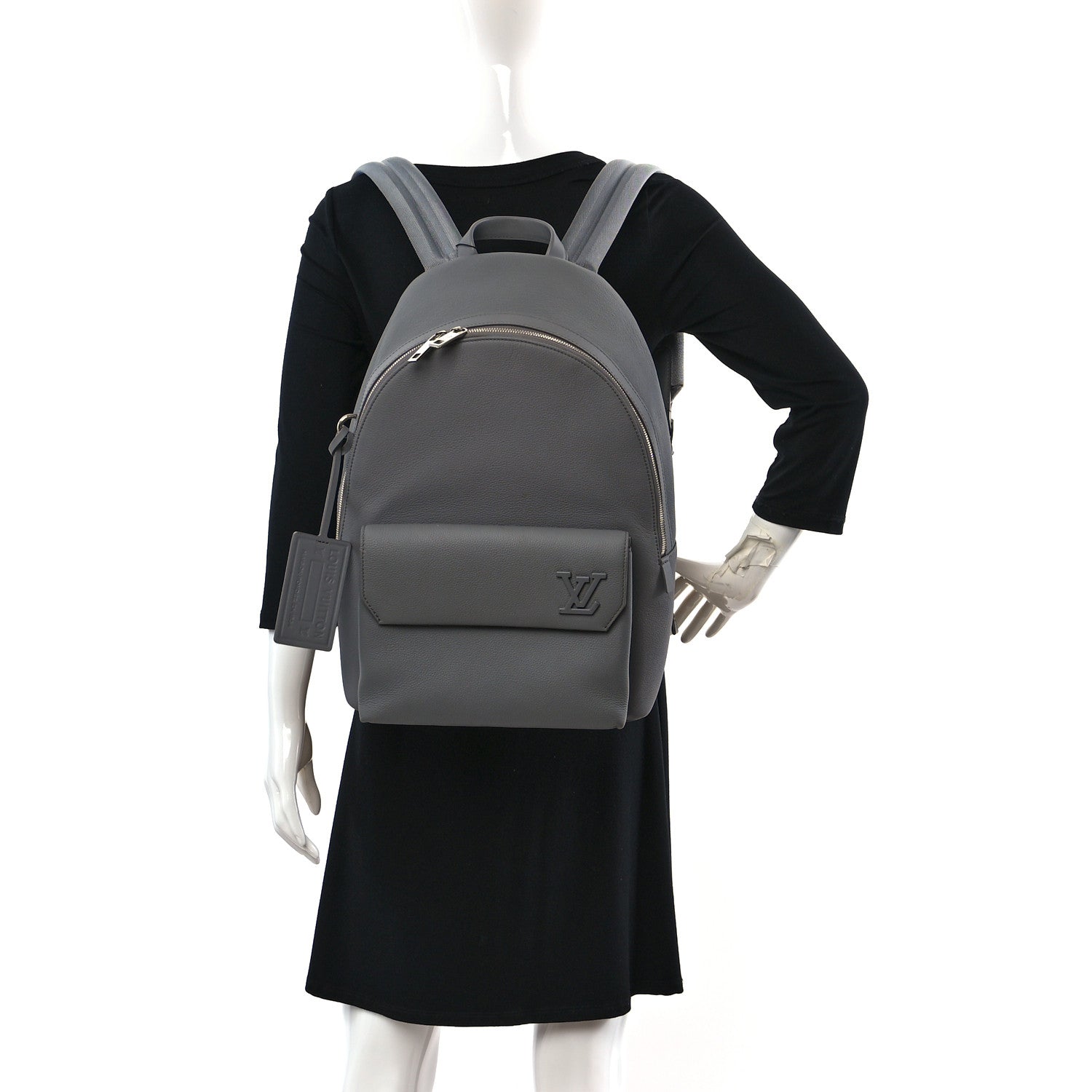 Louis Vuitton Grained Calfskin Aerogram Takeoff Backpack Grey 2 of 13
