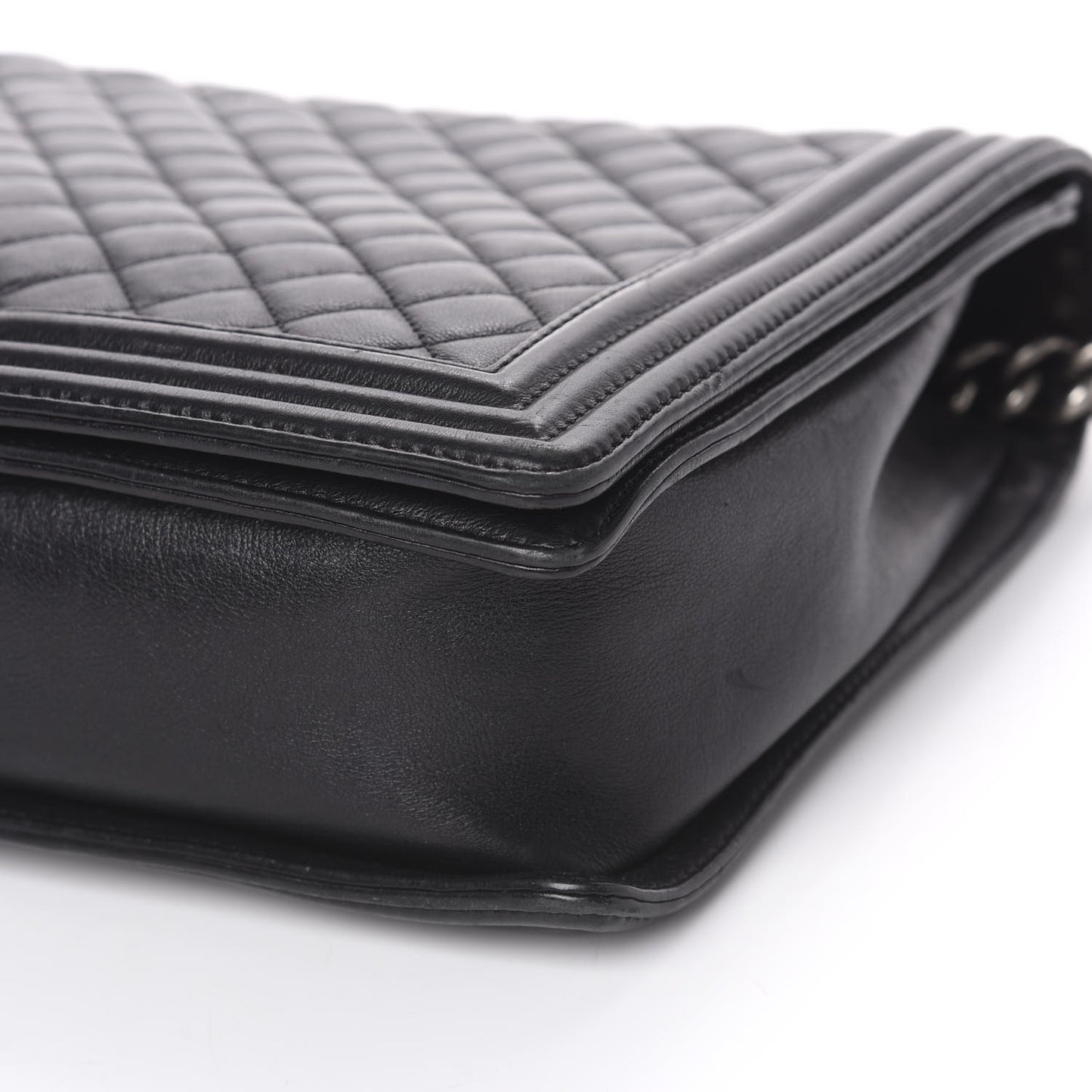 Lambskin Quilted Large Boy Flap Black