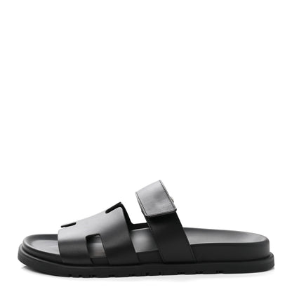 Hermes Calfskin Mens Chypre Sandals 42.5 Black 1 of 9