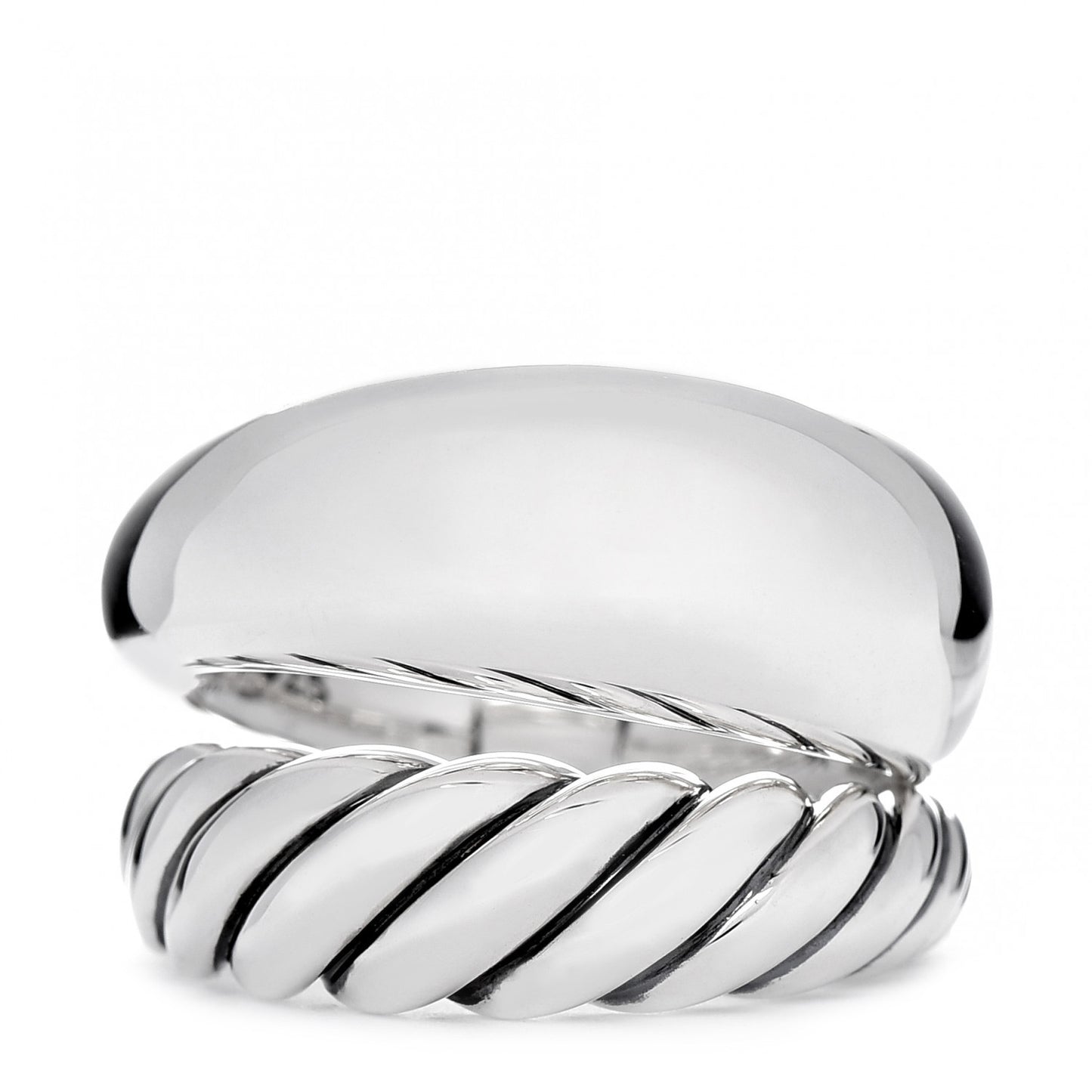 Sterling Silver 17mm Pure Form Two Row Ring 7 54