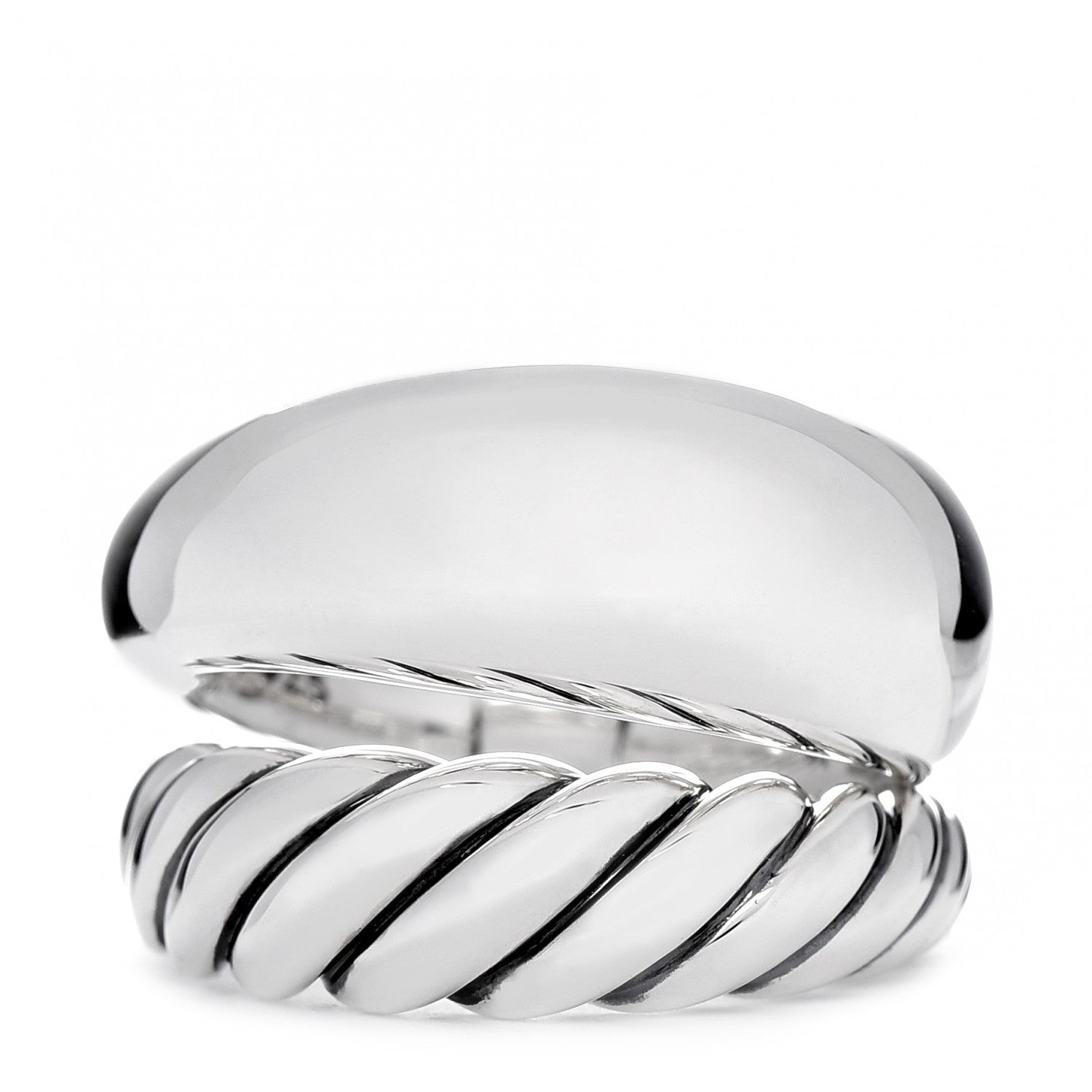 David Yurman Sterling Silver 17mm Pure Form Two Row Ring 7 54 1 of 5