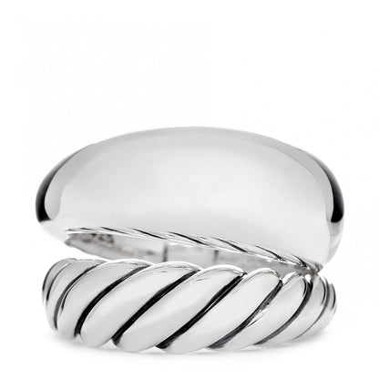David Yurman Sterling Silver 17mm Pure Form Two Row Ring 7 54 1 of 5