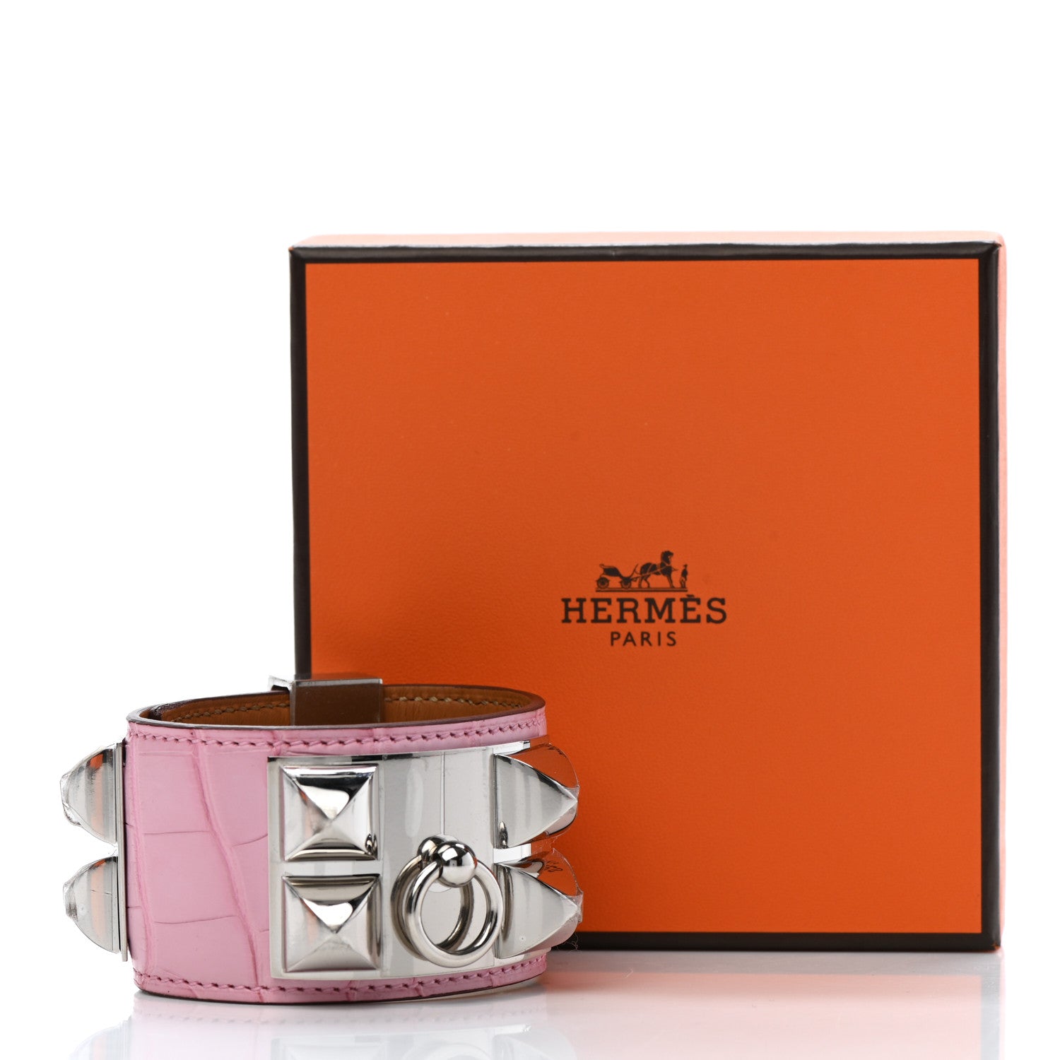 Hermes Matte Alligator Collier De Chien CDC Bracelet T2 5P Pink 9 of 9