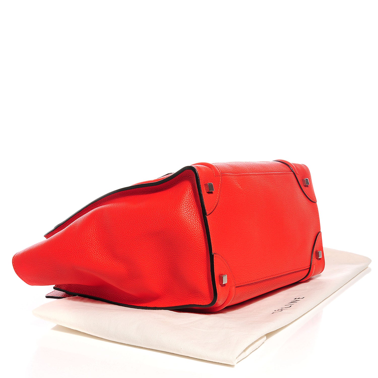 Celine Drummed Calfskin Mini Luggage Vermillion 4 of 8