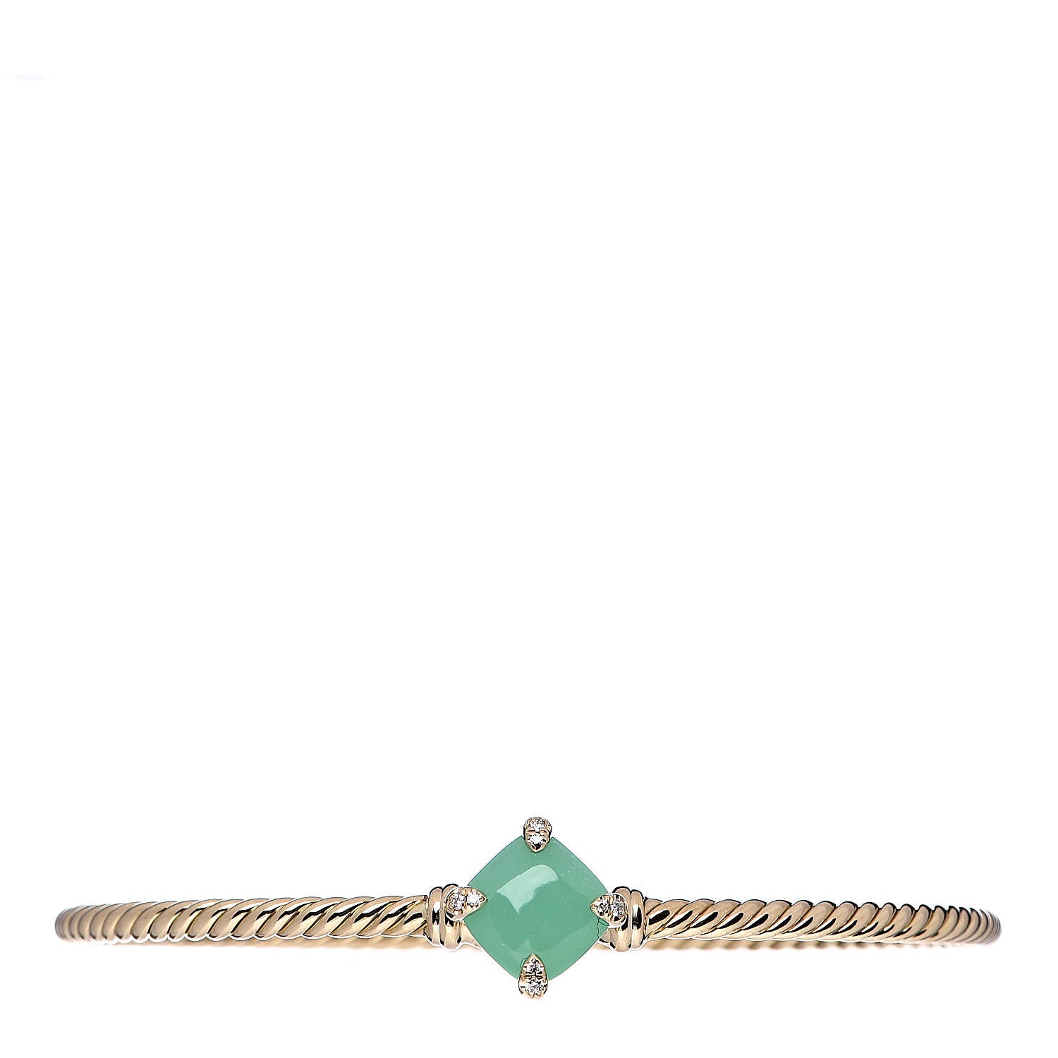 David Yurman 18K Yellow Gold Chrysoprase Diamond Chatelaine Bracelet 1 of 5