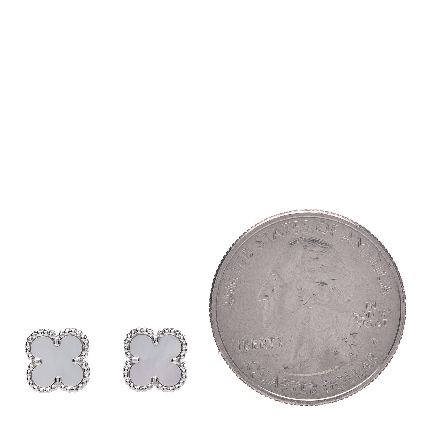 Van Cleef & Arpels 18K White Gold Mother of Pearl Sweet Alhambra Earrings 2 of 6