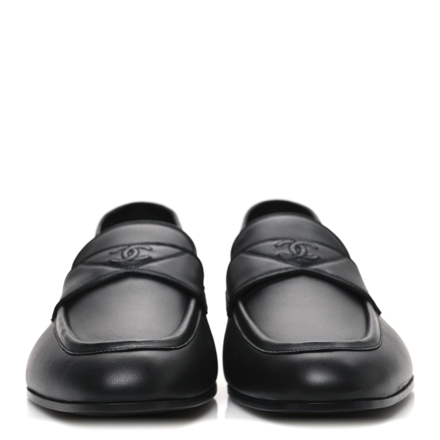 Lambskin Mens Stitched CC Loafers 43 Black